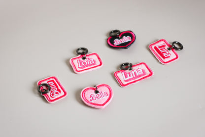 Double sided Barbie Inspired Rectangular Shadow Pet Tag