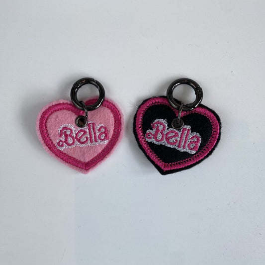 Double sided Barbie Inspired Pet Tag in Heart & Rectangular shape