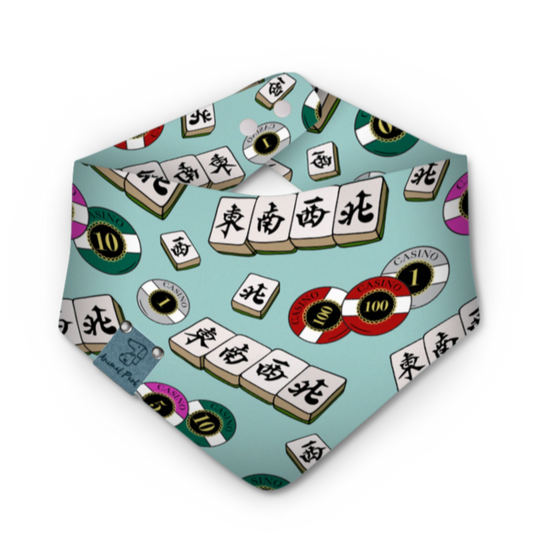 Bandana For Dogs & Cats | "Mahjong and Casino Chips" Print