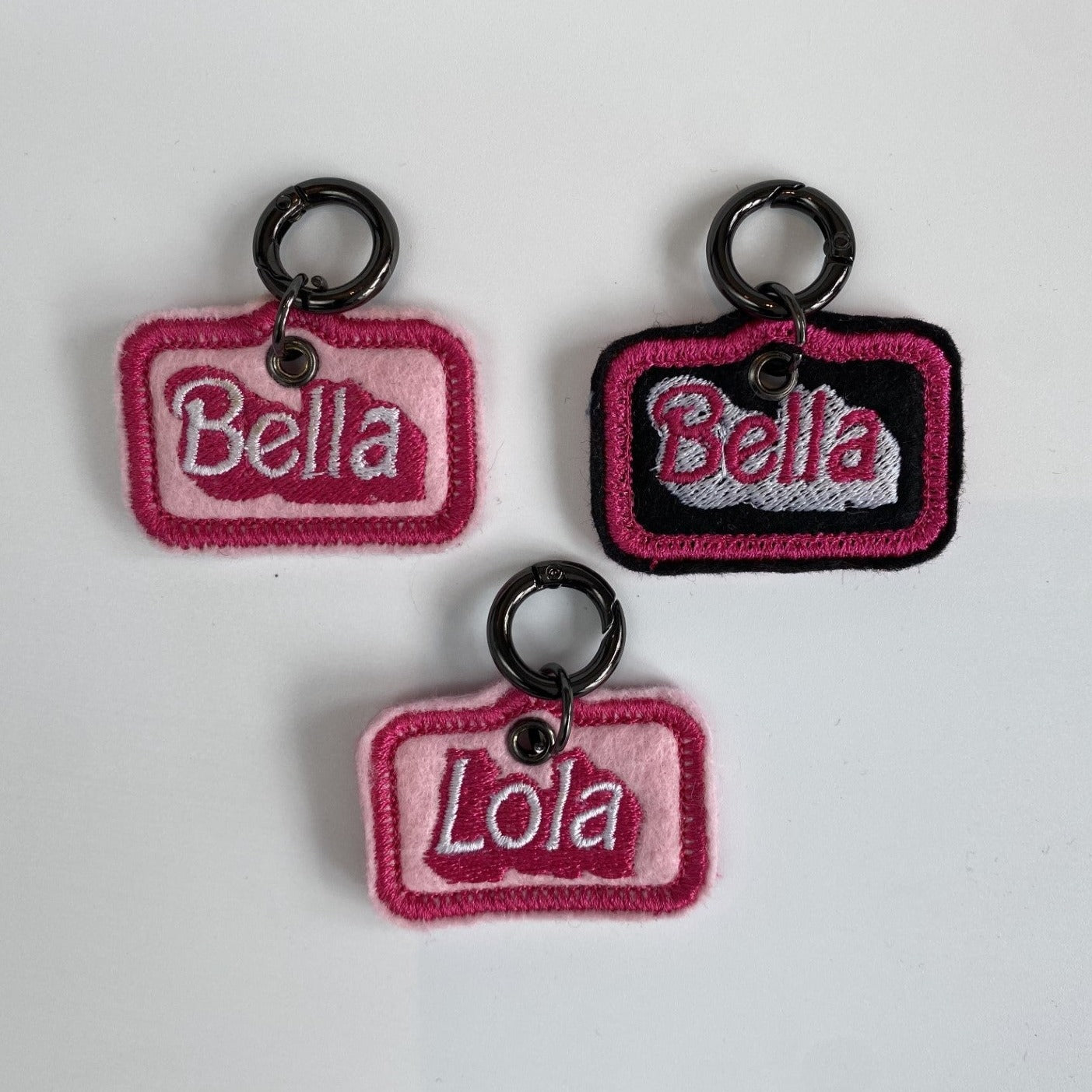 Double sided Barbie Inspired Rectangular Shadow Pet Tag