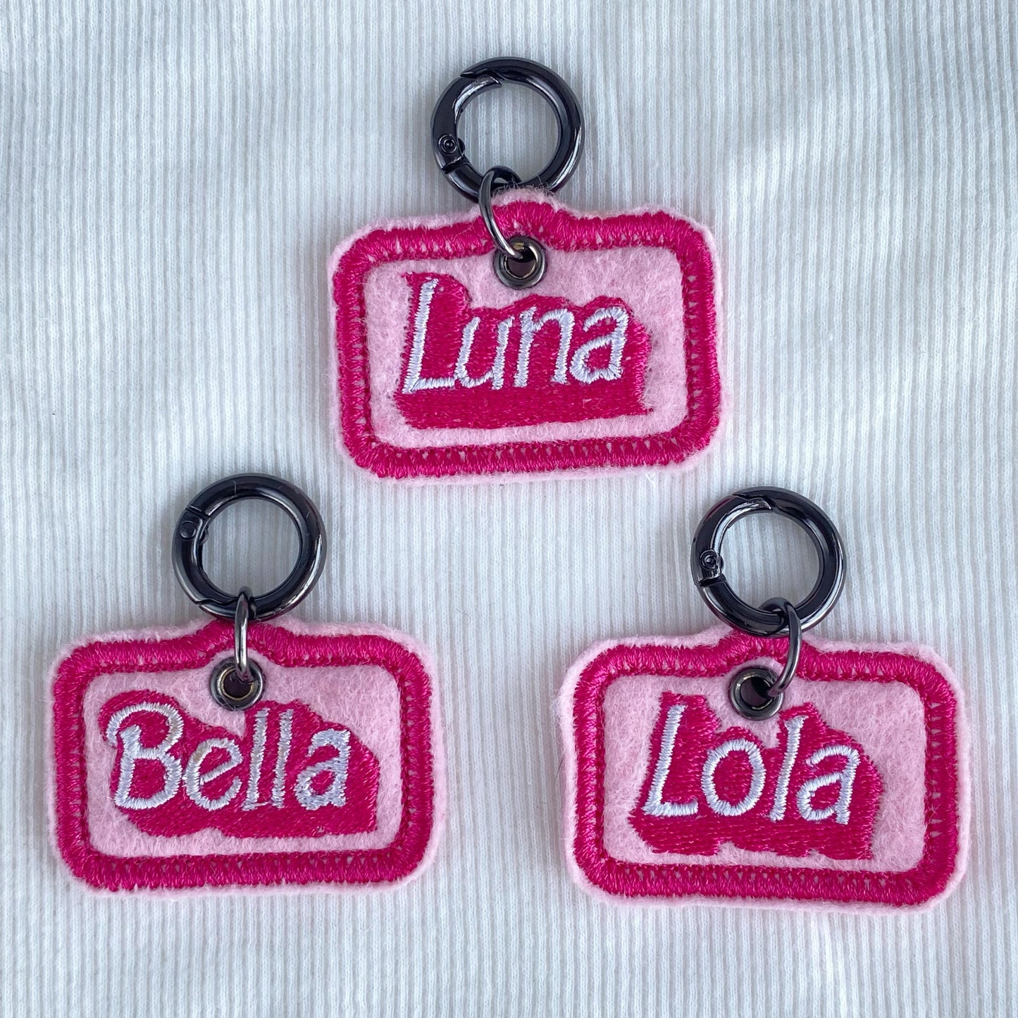 Double sided Barbie Inspired Rectangular Shadow Pet Tag