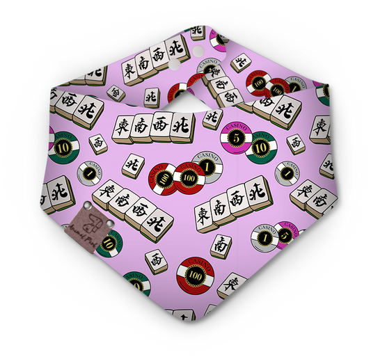 Bandana For Dogs & Cats | "Mahjong and Casino Chips" Print