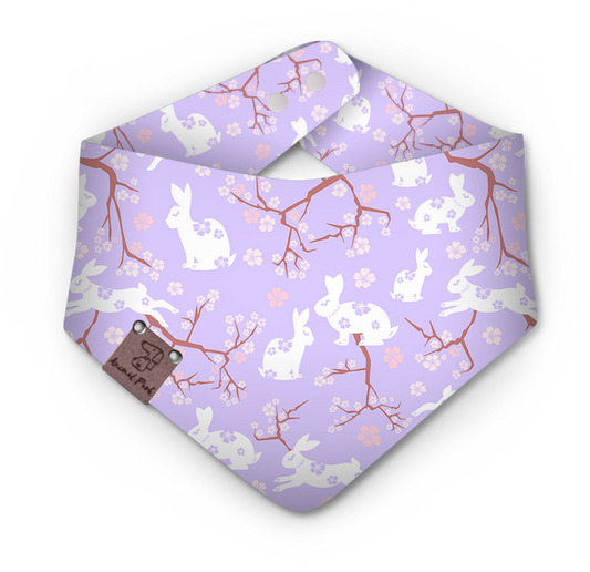 Bandana For Dogs & Cats | "Rabbit and Cherry Blossom" Print