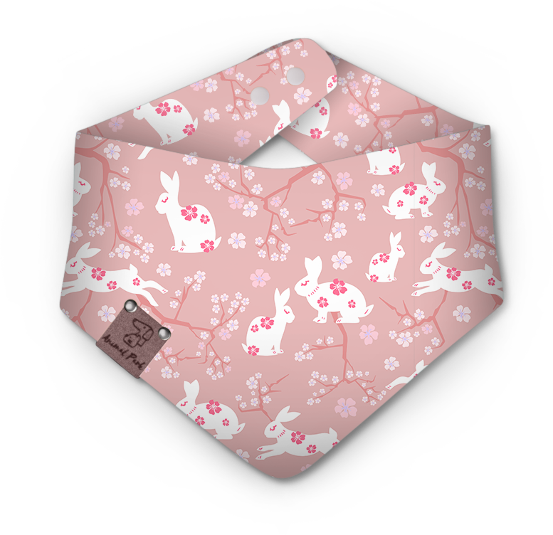 Bandana For Dogs & Cats | "Rabbit and Cherry Blossom" Print