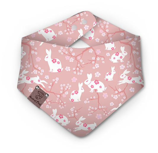 Bandana For Dogs & Cats | "Rabbit and Cherry Blossom" Print